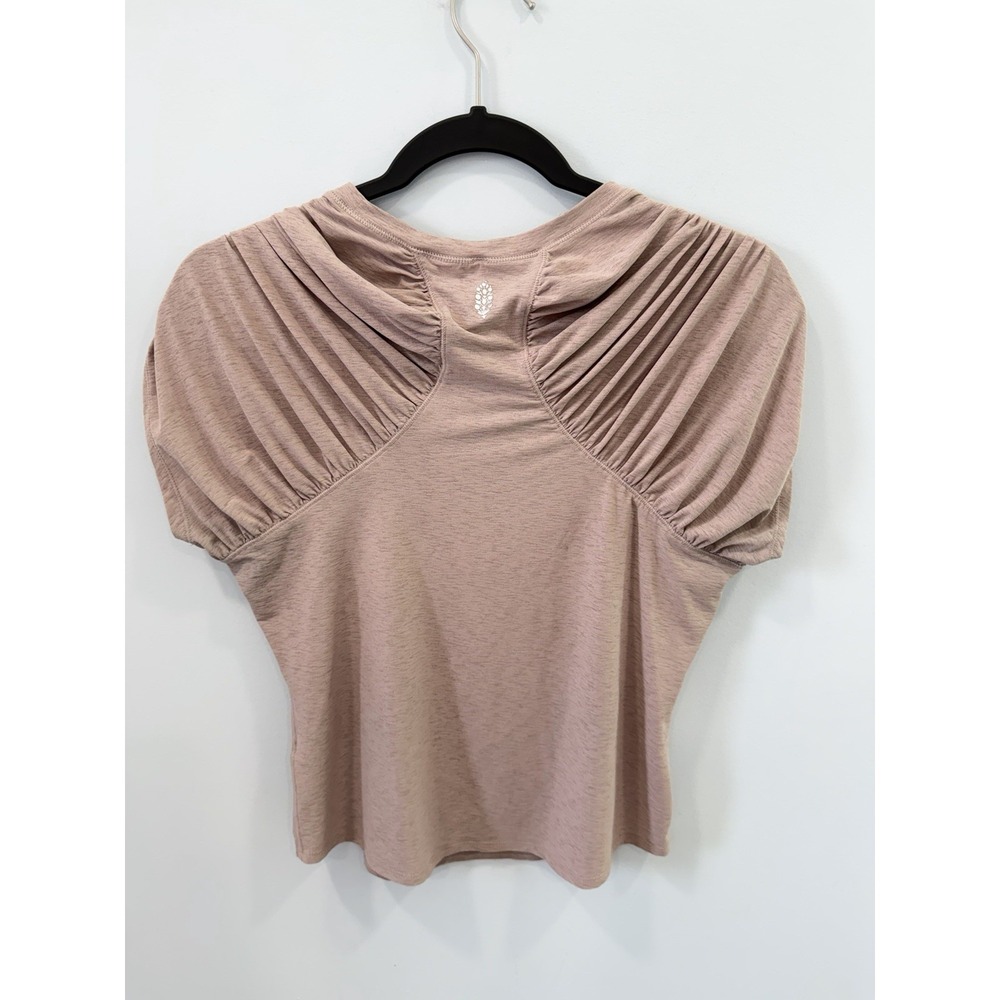 FP Movement Mauve Ruched Active Top Short Sleeve Athletic Tee Medium Boho - Picture 2 of 7